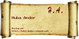 Huba Andor névjegykártya